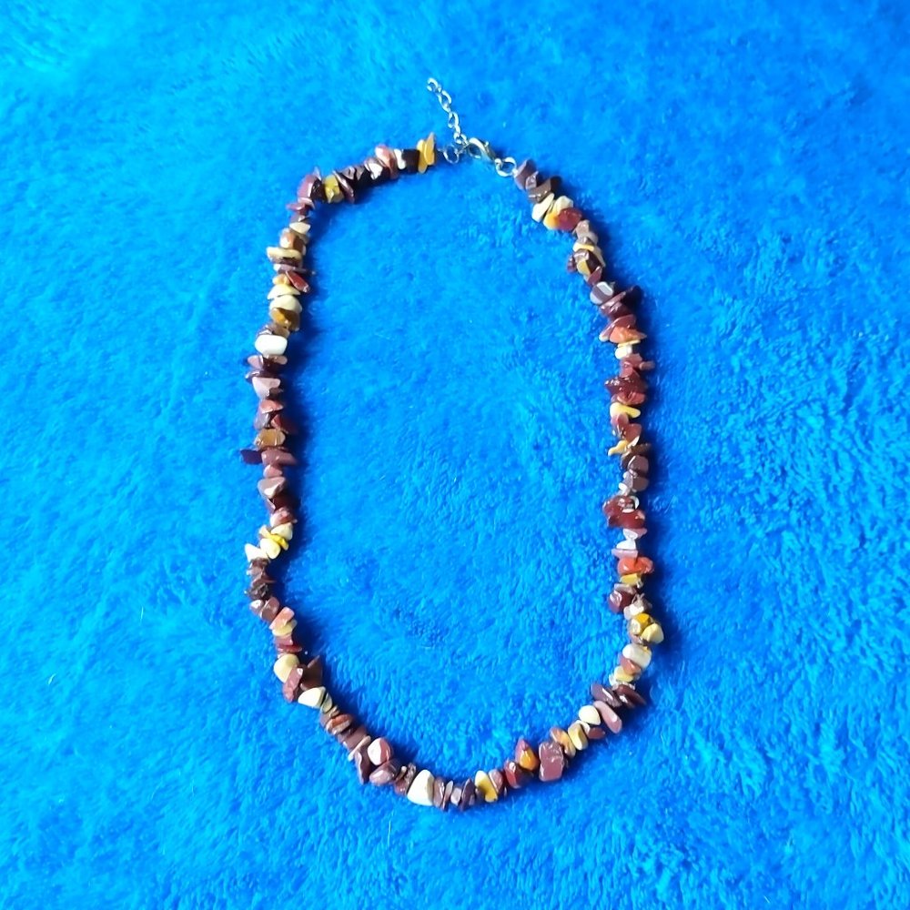 Mookaite Jasper Chip Pebble 18" Princess Healing Natural Earth Tones Necklace